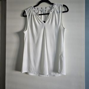 White House Black Market White Sleeveless Laced Grove Shell Size M
